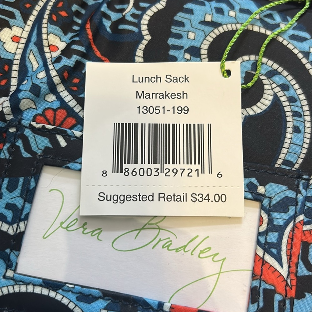 New with tags Vera Bradley lunch sack Marrakesh design 13051-199 - Picture 4 of 7